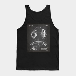 Brass Band Horn Patent - Musician Wind Instrument Art - Black Chalkboard Tank Top